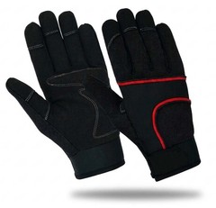 Mens Work Gloves Synthetic Leather Palm Padded Safety Gloves Black Blue S to XXL
