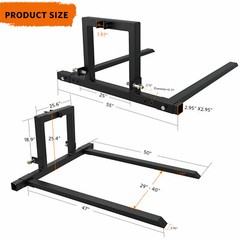 3 Point Hitch Pallet Fork 1500 lbs Adjustable Attachments for Category 1 Tractor