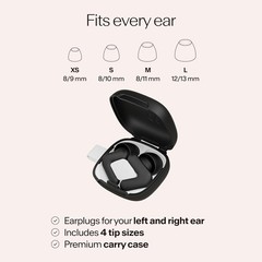 Alpine Silence Earplugs, V-Shape, Oval Tips, XS/S/M/L, Black