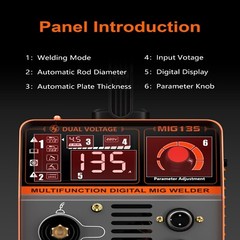 Flux Core MIG Welder 135A 110V 3-IN-1 MIG/ARC/Lift TIG with TIG Welding Torch