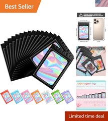100 pcs Black Mylar Holographic Resealable Bags,Clear Packaging Bag Odor Proo…