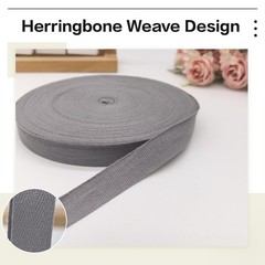 Dark Gray Twill Tape 3/4 Inch Wide – 40 Yards Herringbone Cotton Webbing Bias…