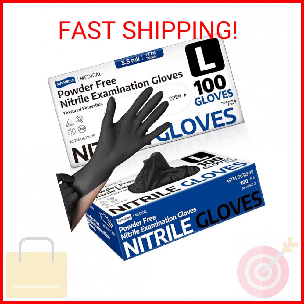 Supmedic Disposable Nitrile Gloves, Chemical Resistant, Powder-Free, Latex-Free,