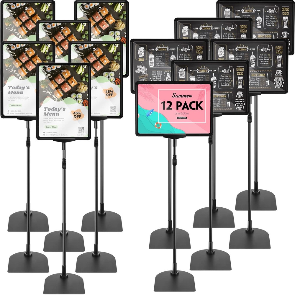 12 Pack Adjustable Poster Stand Holder Floor Standing Display Sign Holder for…