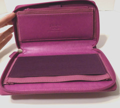 New defect FILOFAX Saffiano Compact Zip Organizer Planner wallet Raspberry PINK