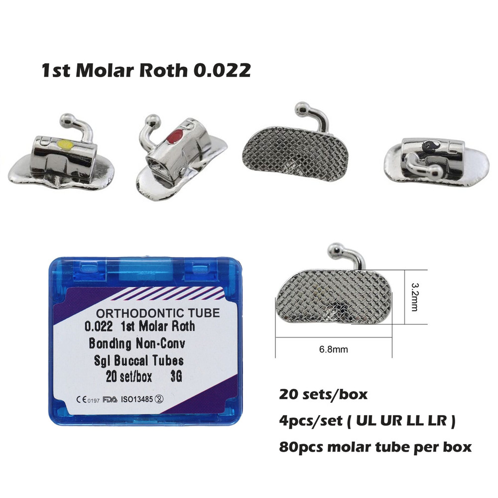 tubos de ortodoncia Dental Orthodontic Buccal Tubes 1st 2nd Molar Roth MBT 022