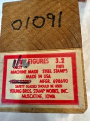 Young Bros Permanent Reusable Steel Stamps 1/8” 0-9