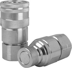 2Sets Flat Face Hydraulic Quick Connect Coupler Set, 1/2″ Body x 1/2″ NPT Thread