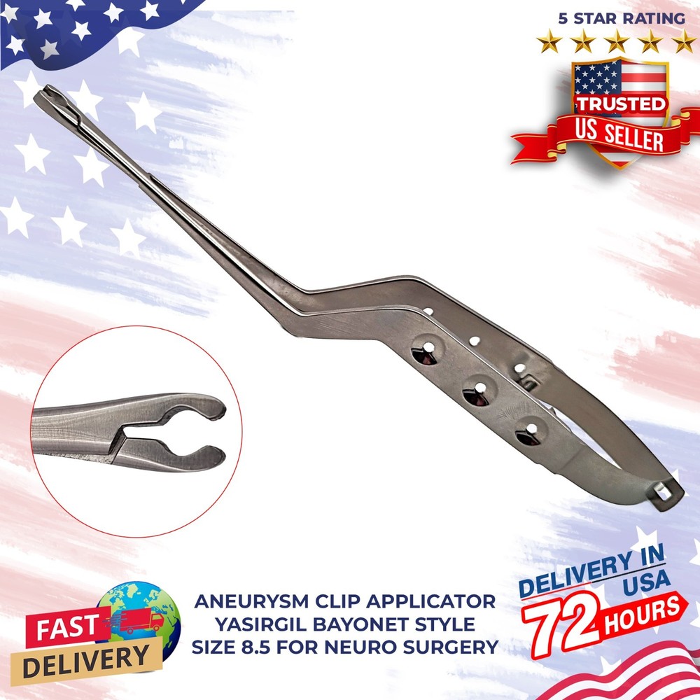 Aneurysm Clip Applicator Yasirgil Bayonet Style 8.5 Size For Neuro Surgery