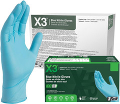 Blue Nitrile Disposable Industrial-Grade Gloves, 3 Mil, Latex & Powder-Free, Foo