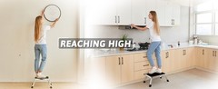 3 Levels Adjustable Folding Step Stools for Adults, Sturdy Metal RV Step, Safer