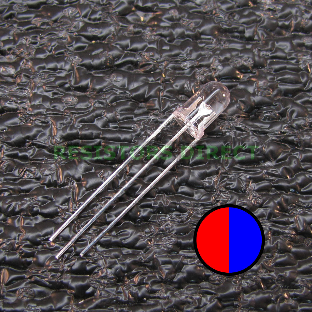 50pcs Red/Blue BiColor Dual LED Clear Lens 5mm Common Anode Round 50x Z37