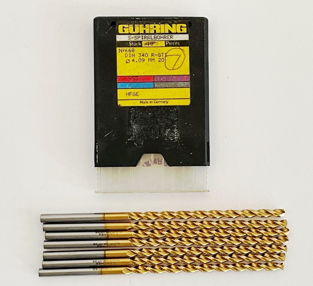 NEW Lot of 7 Guhring #20 130° TiN Jobber Drill Bit .1610 RH Long Parabolic 668