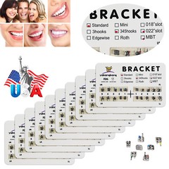 10x SANDENT Dental Orthodontics Brackets Brace Standard MBT 0.022″ Hooks 3-4-5