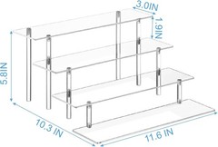4 Tier Acrylic Display Risers, Clear Perfume Organizer Stand, Large