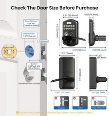 Keypad Door Lock with Handle, Keyless Entry for Front Door & Bedroom, Electro…