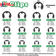 330PCS Snap Rings Assortment Kit, E Clips Assortment Kit (2MM-12MM) and C Clips