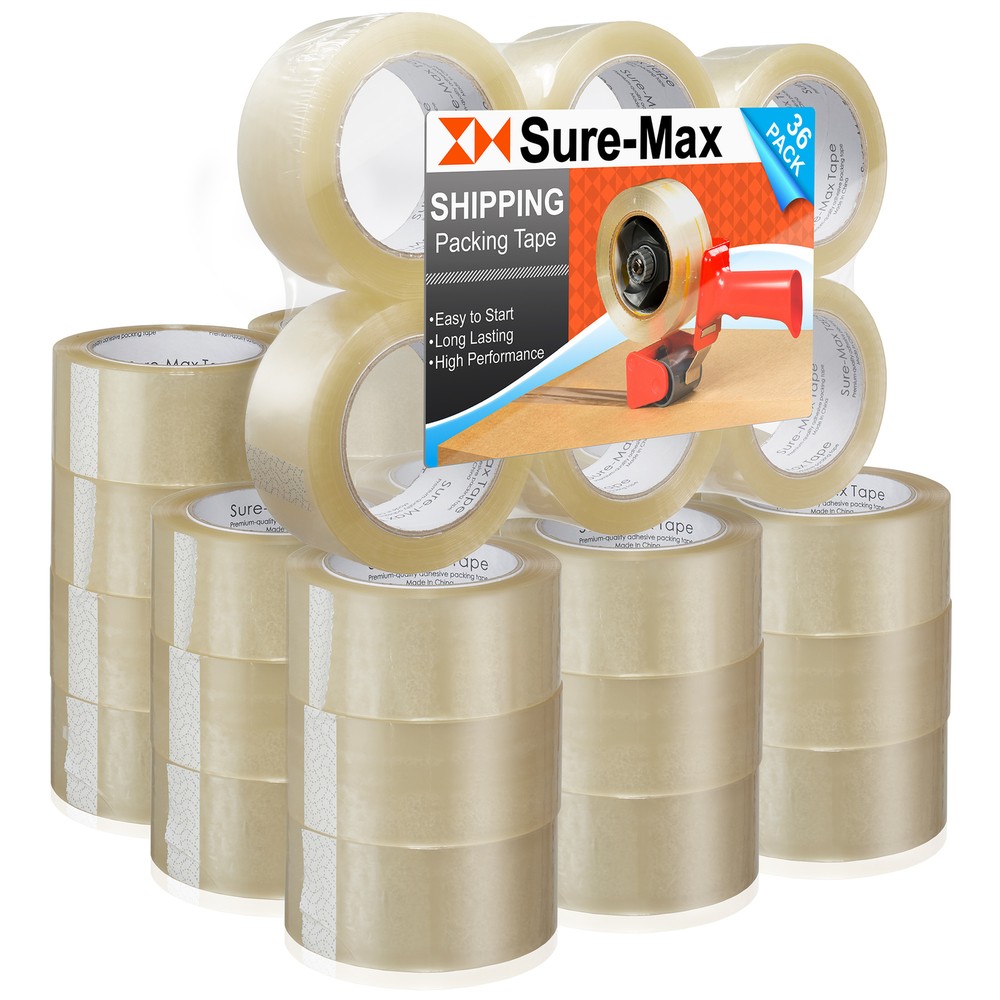 36 Rolls Carton Sealing Clear Packing Tape Box Shipping- 1.8 mil 2″ x 110 Yards