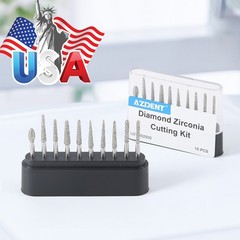 Dental Diamond Zirconia Cutting Burs Kit Friction Grip 1.6mm 10Pcs/Pack