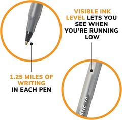 BIC 10-Pack Round Stic Xtra Life Pens – Medium Point, Black Ink, Flexible Barrel