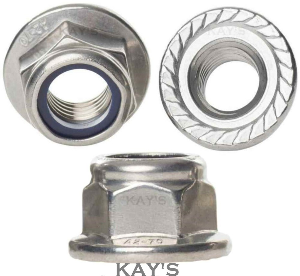 FLANGED NYLOC NUTS A2 STAINLESS STEEL NYLON INSERT SERRATED FLANGE LOCKING NUTS