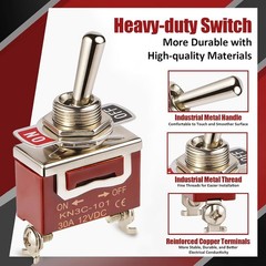 Waterproof 12V 30A Heavy Duty SPST 2Pin ON OFF Durable Toggle Switch