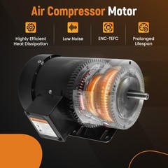2HP Compressor Duty Electric Motor 3450 RPM CW/CCW 3 Phase 5/8″ Shaft 230/460V