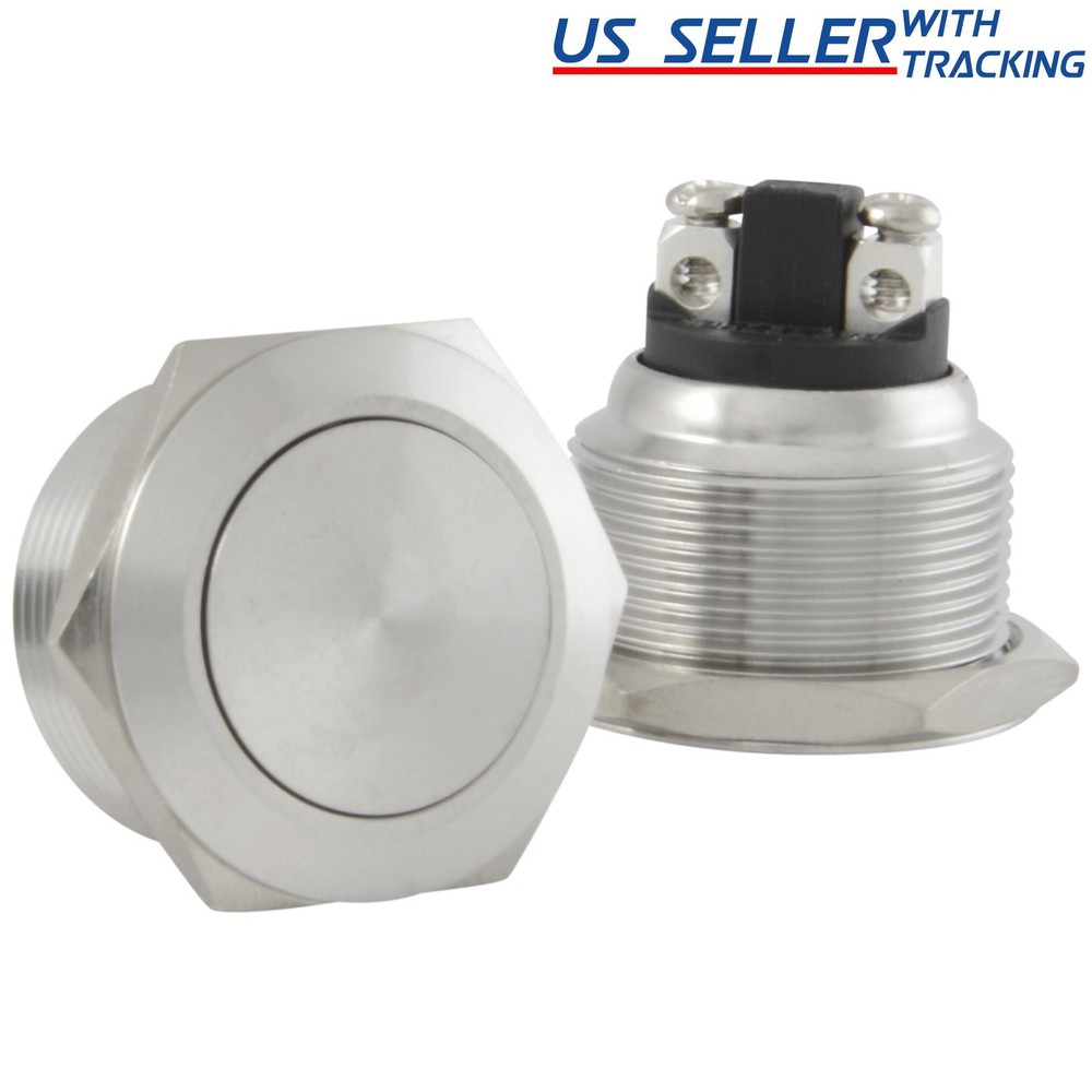 22mm Starter Switch / Boat Horn Momentary Push Button Stainless Steel Metal