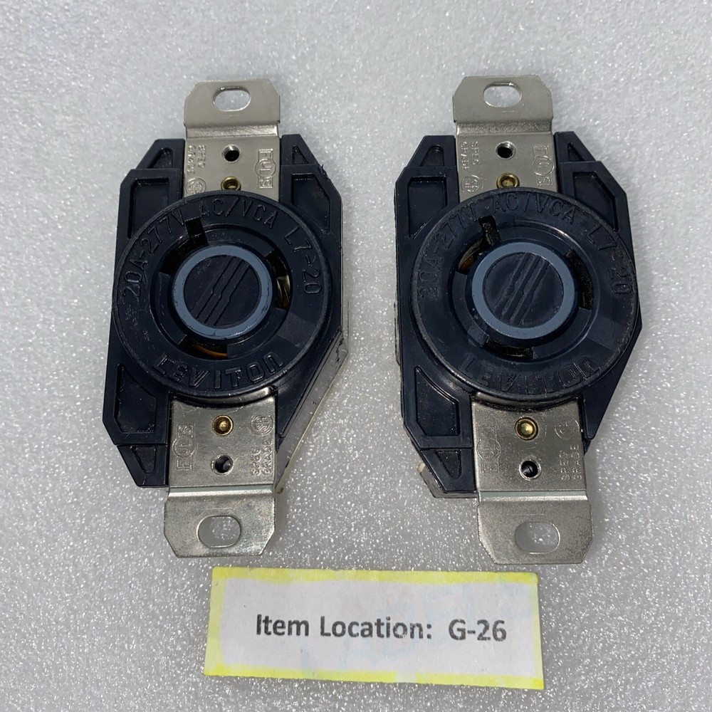 LEVITON 2-P, 3-W SINGLE LOCK RECEPTACLE 2330 20A-277V AC/VCA L7-20 (7 new + 2)