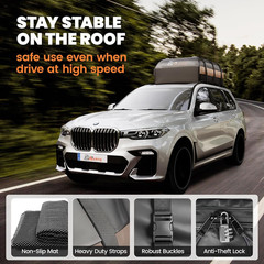 15 Cu Ft Waterproof Car Rooftop Cargo Carrier Bag Roof Rackless Mat Straps Lock