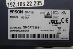 T598 ~ Epson TM-T88V M244A Thermal Printer w/ M252A UB-E03 Ethernet – W/ Power