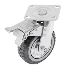 4PCS 6″ Heavy Duty Industrial Polyurethane Swivel Caster Safety Brake Wheels