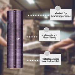 Cast Hand Stretch Wrap 18″ x 1500 Ft 256 Rolls Tinted Purple Plastic Shrink Film