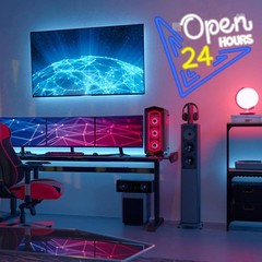 Open 24 Hours Neon Sign, Led Sign, Bar Neon Light Sign, Open 24 Hours Sign Pu…