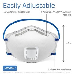 VEVOX N95 Mask NIOSH Approved 10 Pack Valved Particulate Respirator