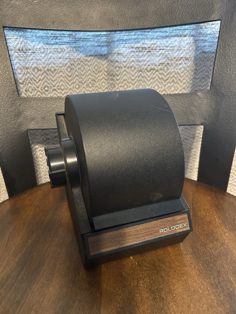 Vintage Rolodex 1753 Model Metal Tabletop Roll Top Office Card File Black USA