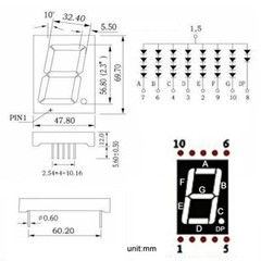 5 × Red 7 Segment 2.3″ Common Anode LED Single Digit Display 1 Bit 10-Pins PCB