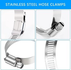 24Pcs Stainless Steel Hose Clamps Assortment Kit 1/4-2 Adjustable Set