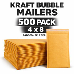 500 Kraft Bubble Mailers #000 4×8 Padded Shipping Envelopes Bulk Self Seal