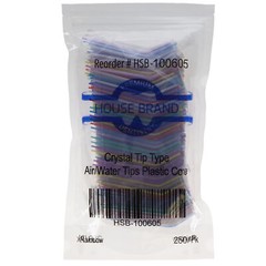 House Brand Dentistry 100605 Crystal Rainbow Air/Water Tips Plastic Core 250/Pk
