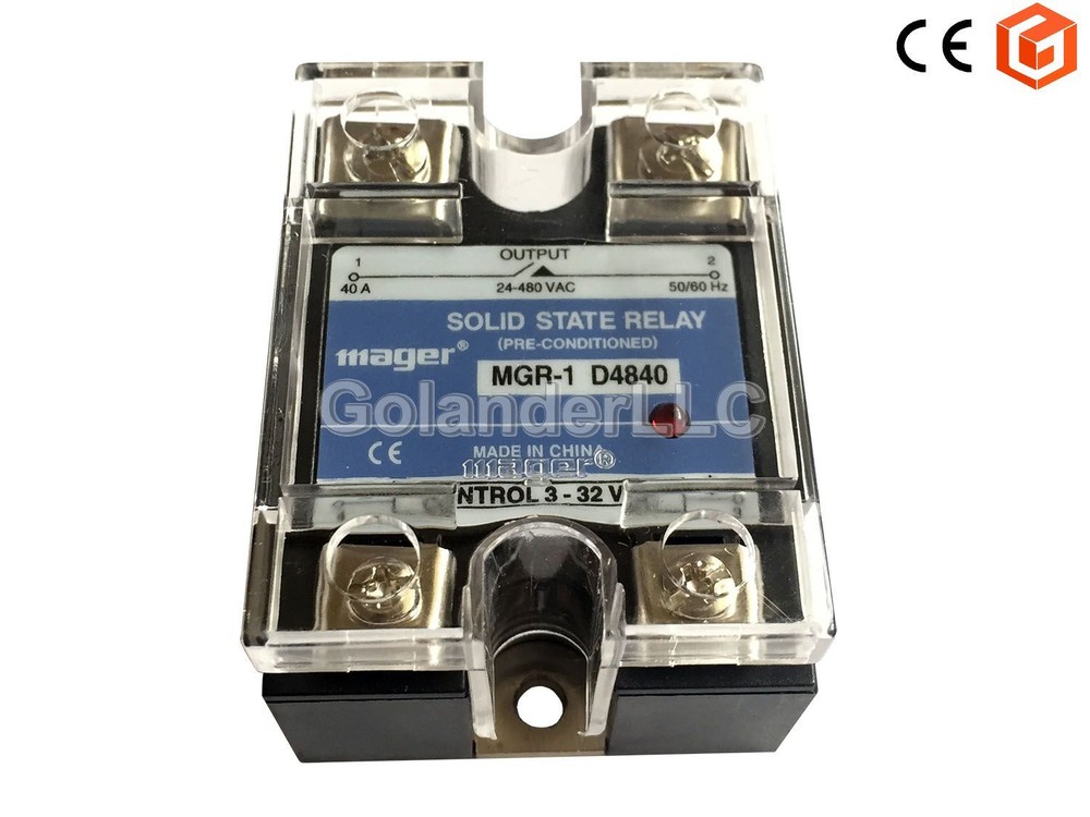 40A 3-32VDC to 24-480V AC Solid State Relay SSR + Clear Cover