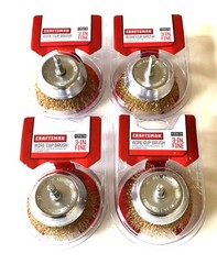 4 CRAFTSMAN 3″ FINE WIRE CUP BRUSH WHEELS 1/4″ QUICK CHANGE HEX SHANK 935678
