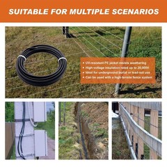 Electric Fence Wire Double Insulated Underground Hard Cable – 16Gauge, 36ft – Ga