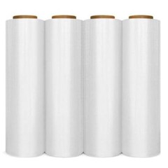 4 Rolls 12″ x 1500′ Down Gauge Cast Stretch Hand Shrink Wrap (43 Gauge) Clear