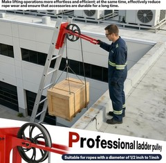 Hoisting Wheel w/ Long Handle 500 Lbs Universal Ladder Pulley Attachment Lifting