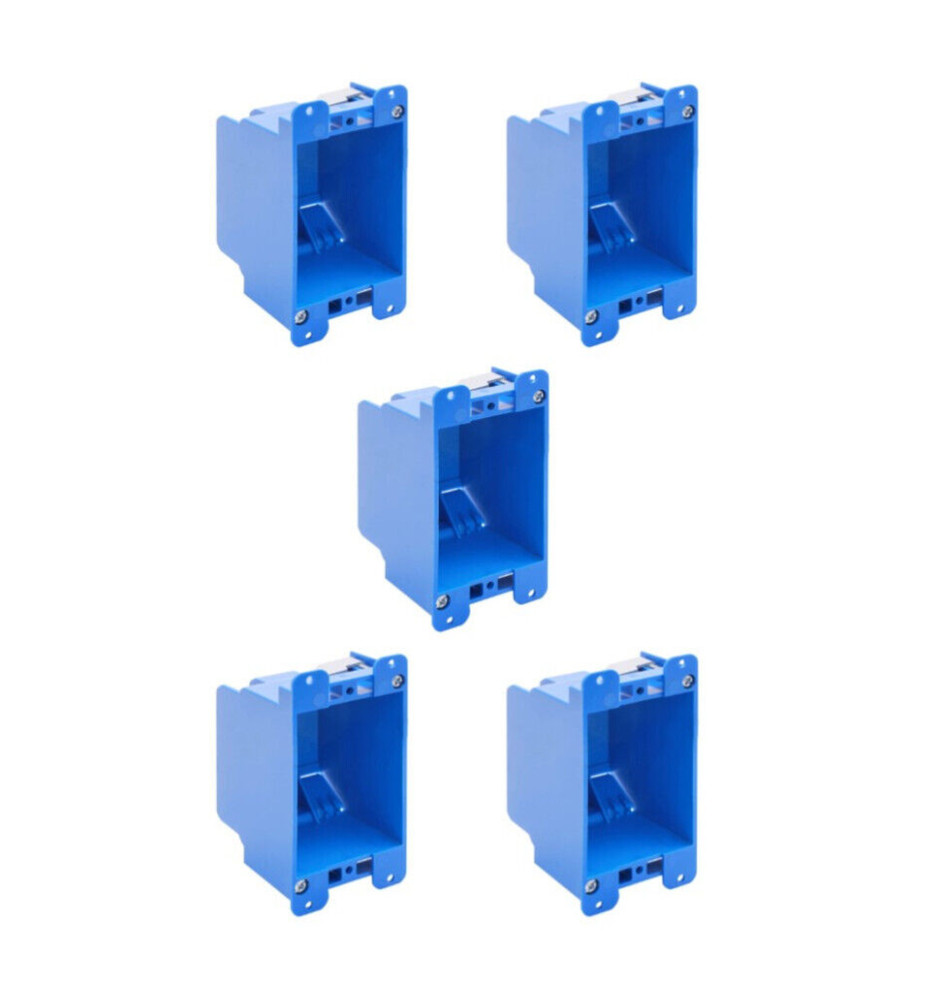 5-Pack 1-Gang Electric Outlet/Switch Box Old Work Remodel ETL 14 Cu In PVC Blue