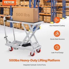 500 lbs Hydraulic Lift Table Cart – 28.5 Inch Manual Scissor Lift with Wheels
