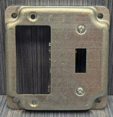 Hubbell Raco 814C 4 in. Square Cover, Exposed Work, 1 GFCI And 1 Toggle Switch