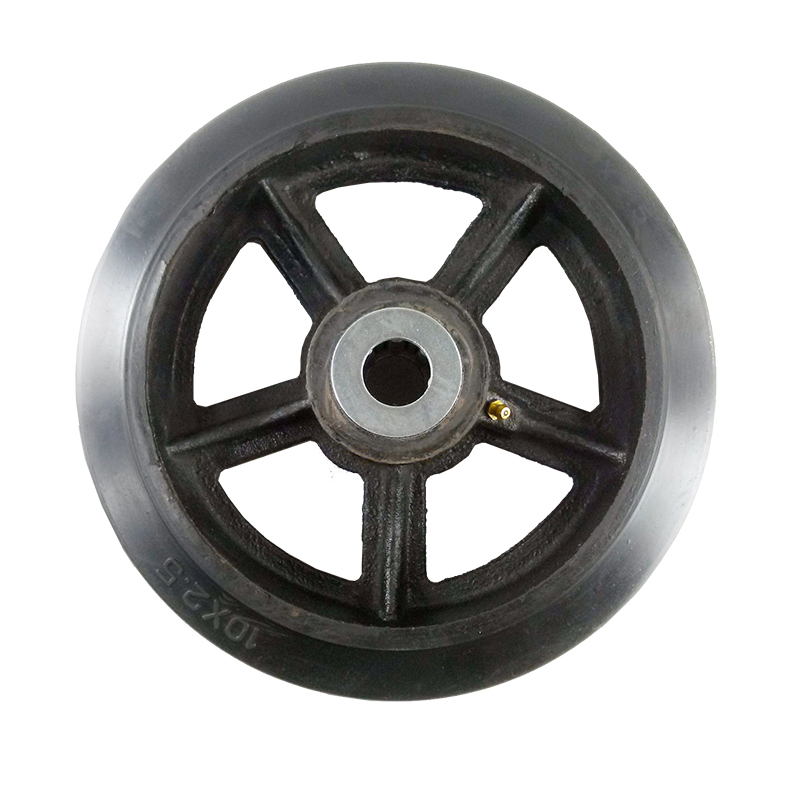 10″ x 2-1/2″ Rubber on Cast Iron Wheel with Bearing – 1 EA
