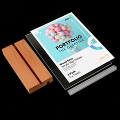 Acrylic Sign Holder with Wood Base, 8.5×11 Inch, Vertical, 2 Pack